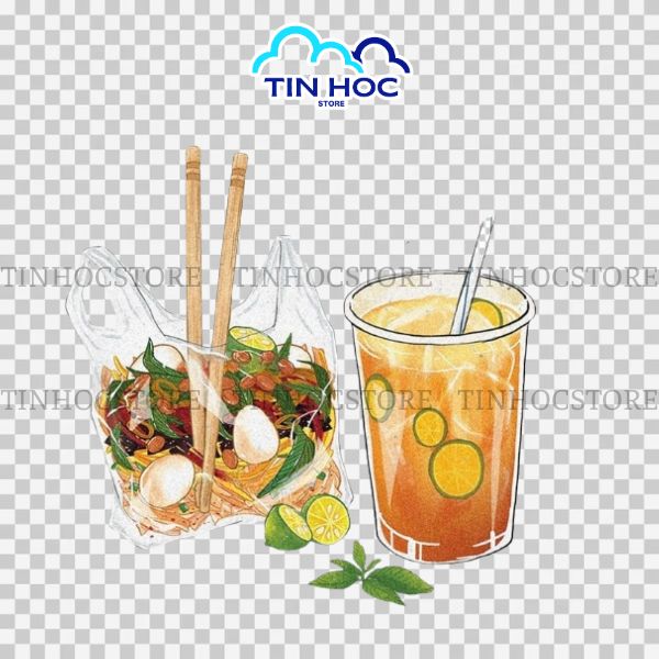 Bánh tráng trộn kèm trà chanh vector