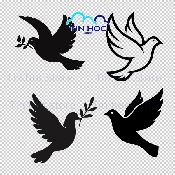 Mẫu chim bồ câu vector thiết kế line art tinh xảo