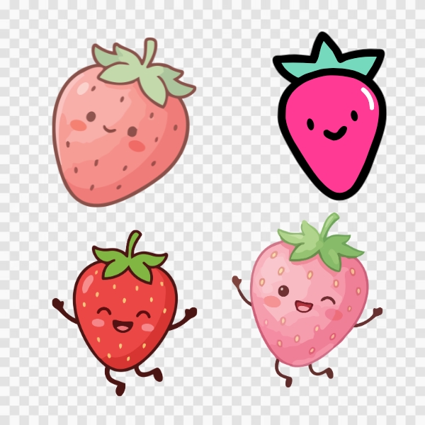 Mẫu Dâu Tây Vector Dễ Thương Cho Sticker
