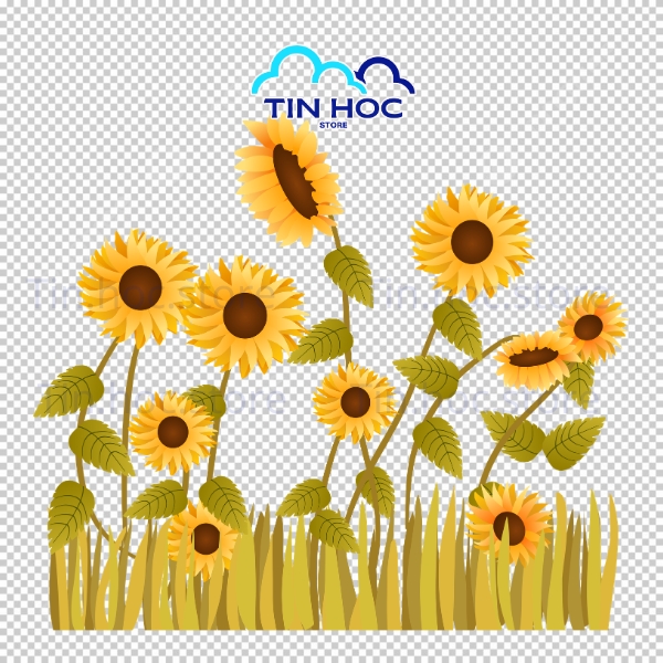 Mẫu Hoa Hướng Dương Vector Phong Cách Hiện Đại