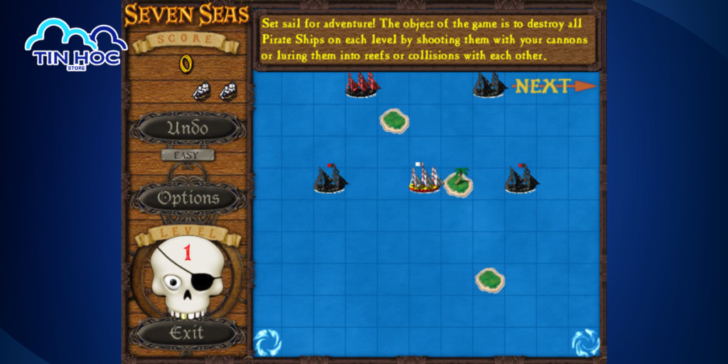 Game bắn tàu hải tặc Seven Seas đầy chiến thuật, nơi bạn phải khéo léo điều khiển thuyền để tiêu diệt kẻ thù