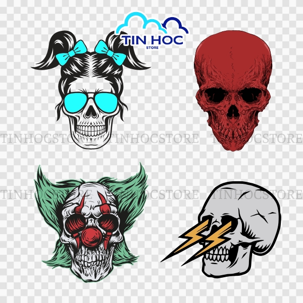 Thiết kế đầu lâu vector hiện đại dành cho in ấn