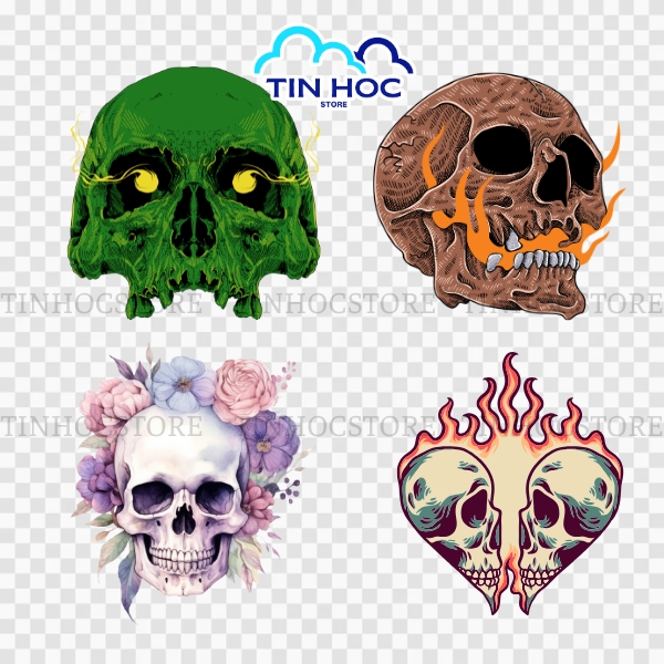 Mẫu đầu lâu vector nghệ thuật đường nét tinh xảo