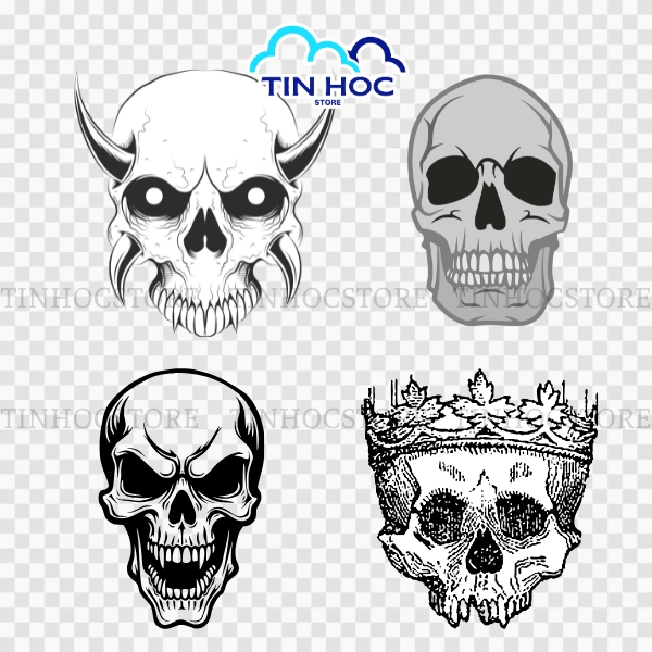 Bộ sưu tập đầu lâu vector dành cho thiết kế áo thun