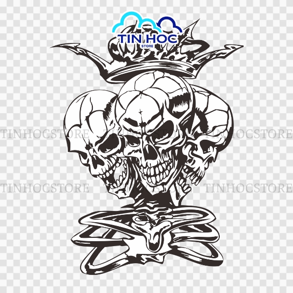 Đầu lâu vector phong cách punk nổi loạn