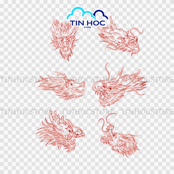Mẫu đầu rồng vector màu đỏ định dạng PNG