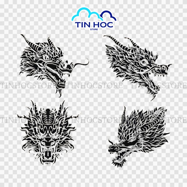 Mẫu vector đầu rông PNG tách nền sắt nét