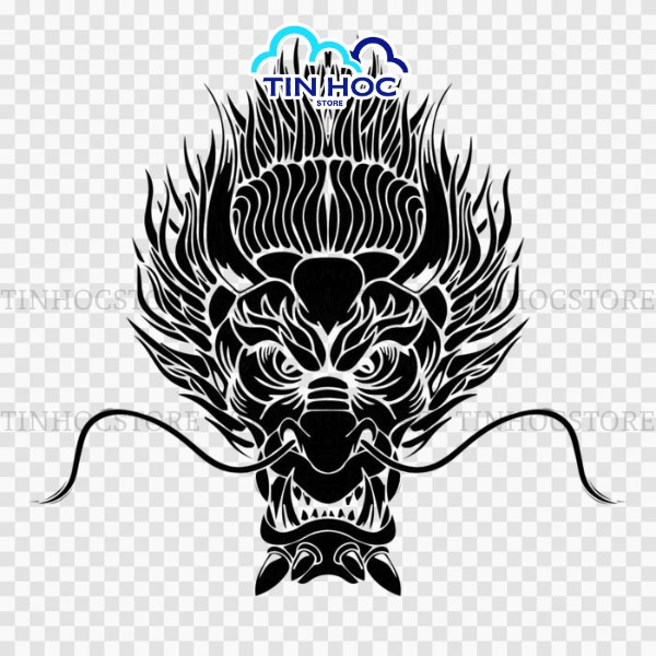 Mẫu đầu rồng vector trắng đen tách nền PNG
