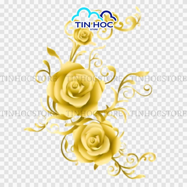 Mẫu hoa hồng vàng vector họa tiết sắc nét
