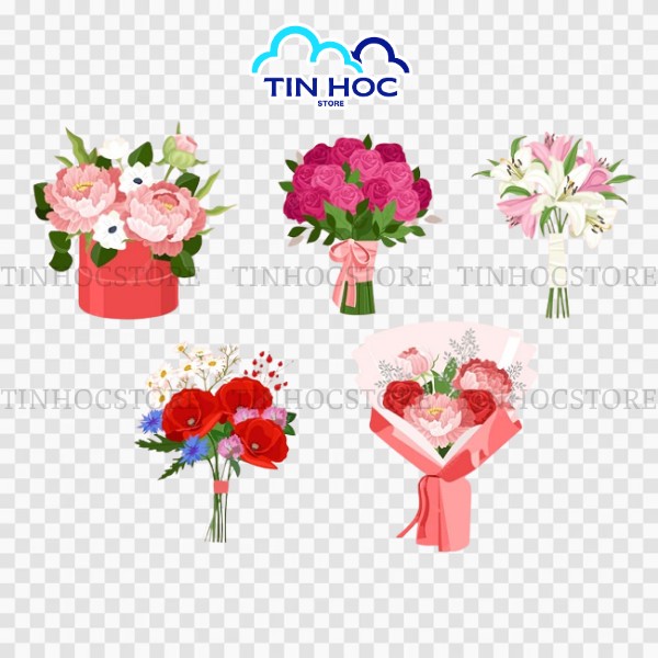 Bó hoa hồng vector PNG