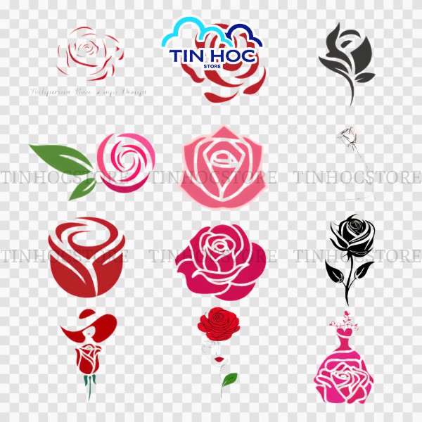 Cành hoa hồng vector thiết kế theo dạng logo