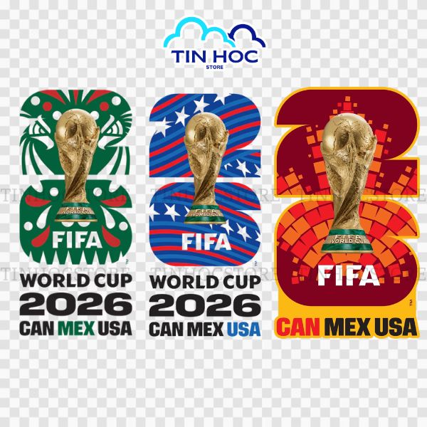 Mẫu logo World Cup 2026 vector tuyệt đẹp đặc trưng cho 3 nước đăng cai